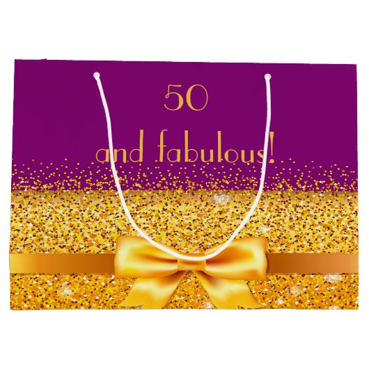 50 geweldige verjaardag paarse goudboeg elegant large cadeautasje (Achterkant)