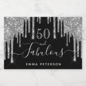 50 geweldige verjaardag zwarte glitter sparkle zil sparkling wijnetiket (Enkel label)