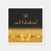 50 geweldige verjaardag zwarte gouden boog elegant servet (Voorkant)