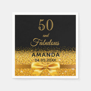 50 geweldige verjaardag zwarte gouden elegante boo servet