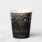50 geweldige verjaardag zwarte goudglitter papieren bekers (Achterkant)