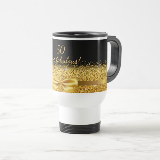 50 geweldige verjaardags zwarte gouden elegante na reisbeker (Voorkant rechts)