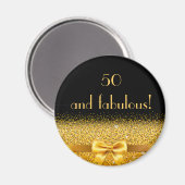 50 geweldige verjaardagsboog zwarte goudboog magneet (Voorkant / Achterkant)