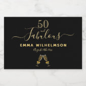 50 geweldige verjaardagsfeestdag zwart goudmonogra sparkling wijnetiket (Enkel label)