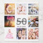 50 geweldige verjaardagsfoto collage witte partij wijn etiket (Enkel label)