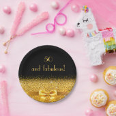 50 geweldige zwarte goudboegelegant papieren bordje (Feest)