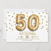 50 Gold-ballonnen en Confetti 50e verjaardag Kaart (Voorkant)