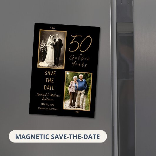 50 Golden Years Bewaar de datum Dunne Magnetische Magnetische Uitnodiging