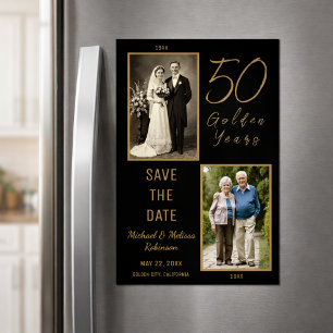 50 Golden Years Bewaar de datum Dunne Magnetische Uitnodiging