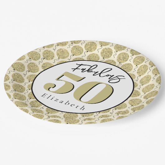 50 gouden verjaardagspapier Bord (Gekanteld)