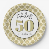 50 gouden verjaardagspapier Bord (Voorkant)