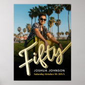 50 gouden zwarte foto 50ste verjaardag poster (Voorkant)