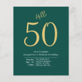 50 Green Gold Budget 50th Birthday Invitation Flyer (Voorkant)
