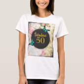 50 groene vlinders op  collage t-shirt (Voorkant)