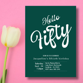 50 Groene Witte Moderne 50e verjaardag Kaart