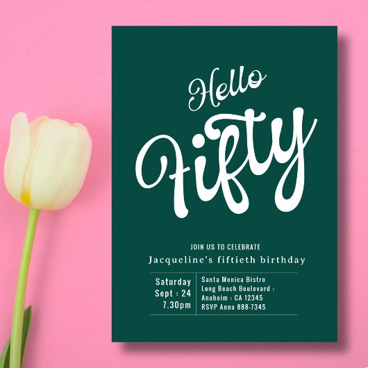 50 Groene Witte Moderne 50e verjaardag Kaart