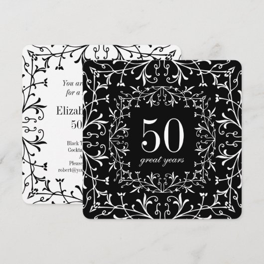 50 Grote Jaren Zwart Stropdas Verjaardag of Jubile Kaart (Voorkant / Achterkant)