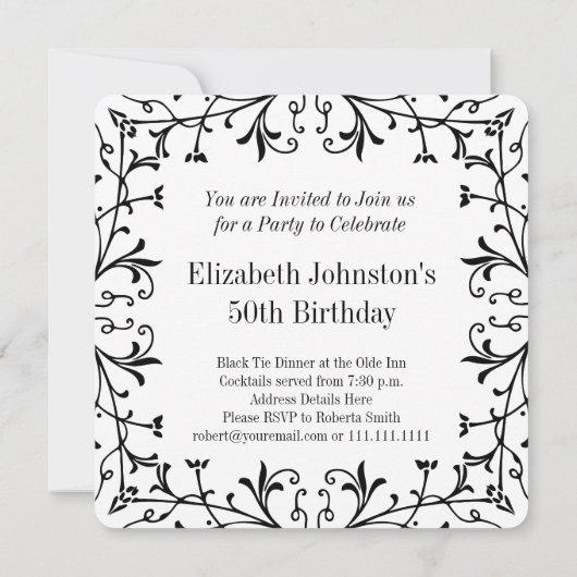 50 Grote Jaren Zwart Stropdas Verjaardag of Jubile Kaart (Achterkant)