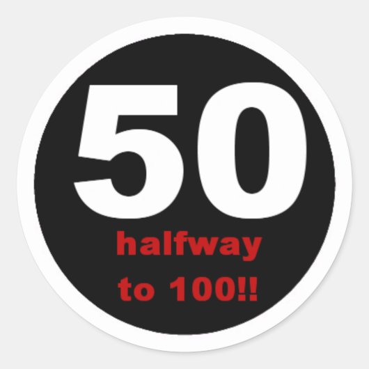 50 Halverwege tot 100 Ronde Sticker (Voorkant)