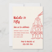 50 Hand getrokken champagne toren 50ste verjaardag Kaart (Voorkant)