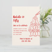 50 Hand getrokken champagne toren 50ste verjaardag Kaart (Staand voorkant)