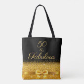 50 heerlijke gouden boog met zwarte glans tote bag (Achterkant)