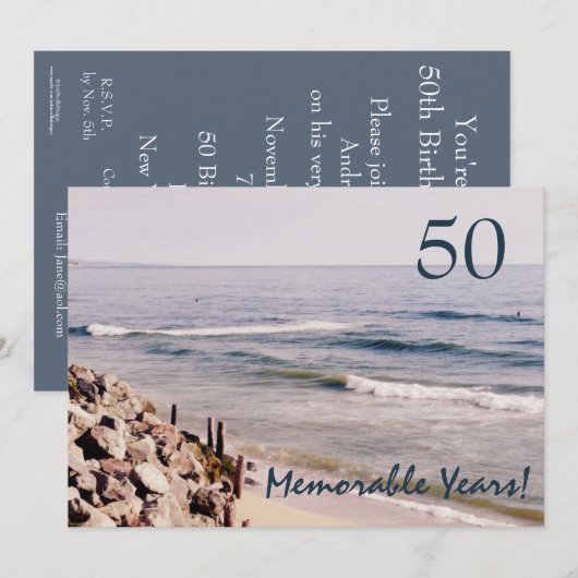 50 Herdenkingsjaren/Birthday Party-Ocean Kaart (Voorkant / Achterkant)