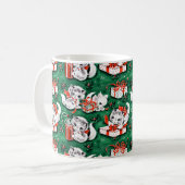 50-inch Green Vintage-kerstpatroon met Kittens Koffiemok (Voorkant links)