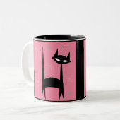 50-inch Retro Black Cat Pink Pop Art Coffee Mok (Voorkant links)