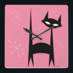 50-inch Retro Black Cat Pink Pop Art-klok Vierkante Klok<br><div class="desc">50-inch Retro Black Cat Pink Pop Art-klok</div>