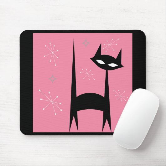 50-inch Retro Black Cat Pop Art Mousepad Muismat (Met muis)