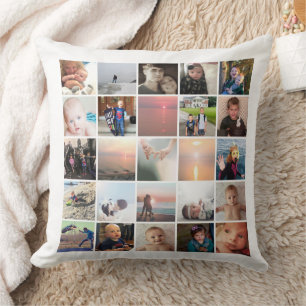 50 Instagram Photo Collage Keepomwille White Throw Kussen