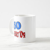 50 is 5 perfecte 10s (BLUE) Koffiemok (Voorkant links)