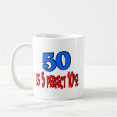 50 is 5 perfecte 10s (BLUE) Koffiemok (Links)
