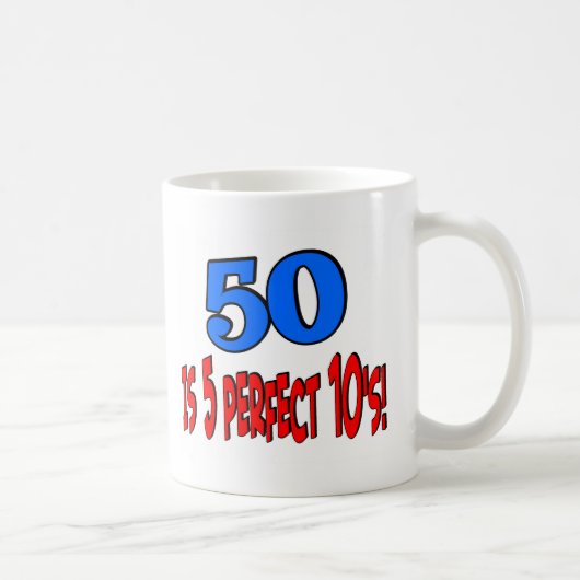 50 is 5 perfecte 10s (BLUE) Koffiemok (Rechts)