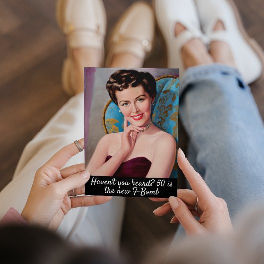 50 is de F-Bomb Funny Retro Birthday Kaart