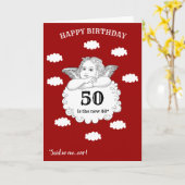 50 is de nieuwe 40 Cheeky Cherub grappige 50ste ve Kaart (Gele Bloem)