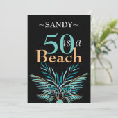 50 is een strand 50-jarig Zwart Kaart (Staand voorkant)
