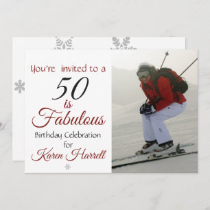50 is Fabulous 50th Birthday Photo Invitation Kaart