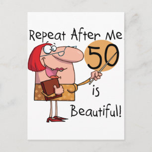 50 is mooie Tshirts en cadeautjes Briefkaart