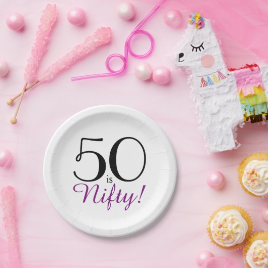50 is Nifty! 50e verjaardagsfeestje papier Bord (Feest)