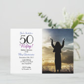 50 is nihil! 50th Birthday Party Photo Invitation Kaart (Staand voorkant)