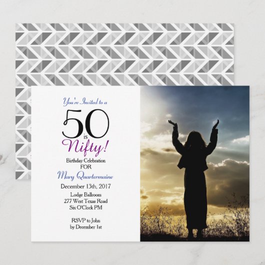 50 is nihil! 50th Birthday Party Photo Invitation Kaart (Voorkant / Achterkant)