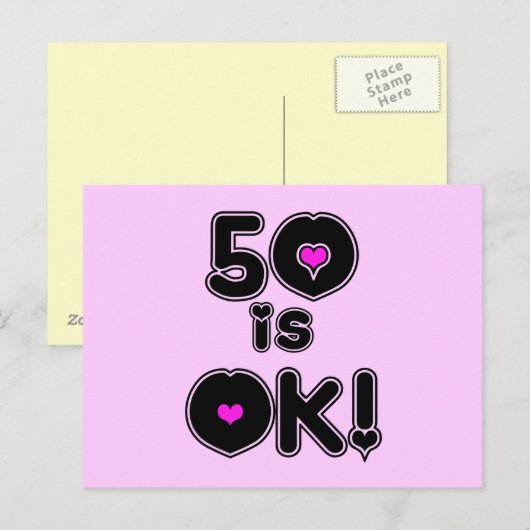 50 is OK Birthday Briefkaart (Voorkant / Achterkant)