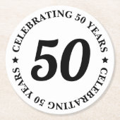 50 jaar 50ste verjaardag ronde kartonnen onderzetter (Voorkant)