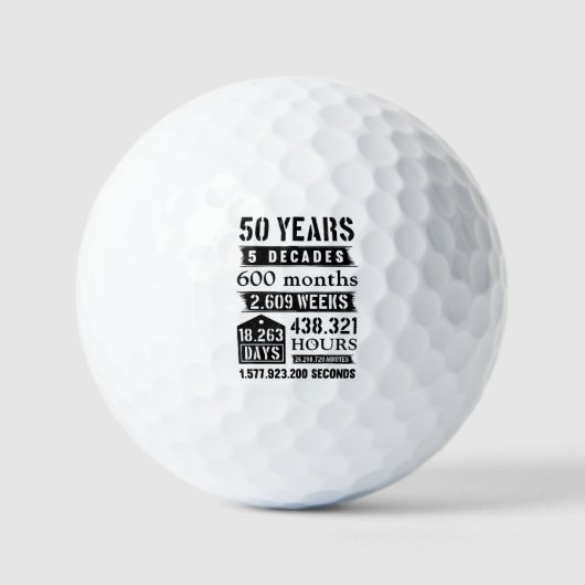 50 jaar 5 decades 600 maanden geboortedag golfballen (Voorkant)