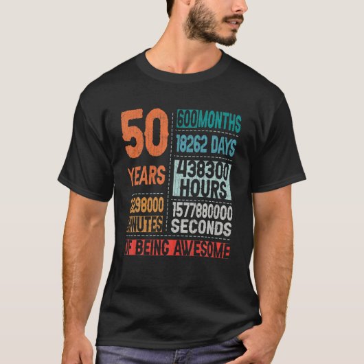 50 jaar 600 maanden Geweldige 50 dagen T-shirt (Voorkant)