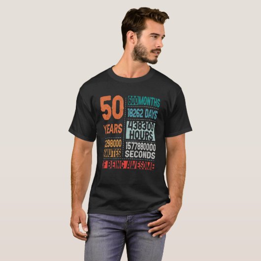 50 jaar 600 maanden Geweldige 50 dagen T-shirt (Voorkant volledig)