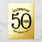 50 jaar bedrijfsjubileumfeest goud zwart folie uitnodiging (Voorkant)