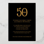 50 jaar bedrijfsjubileumfeest goud zwart folie uitnodiging (Achterkant)